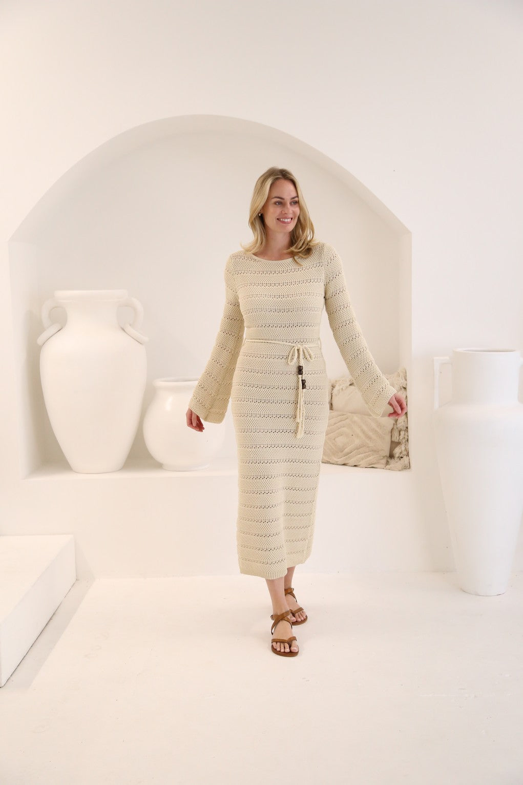 Lennon Knitted Dress - Beige