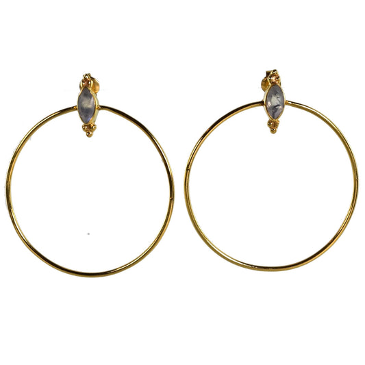 Gold Gemstone Hoop Studs