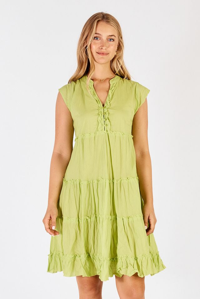 Gwen Tiered Dress - Lime