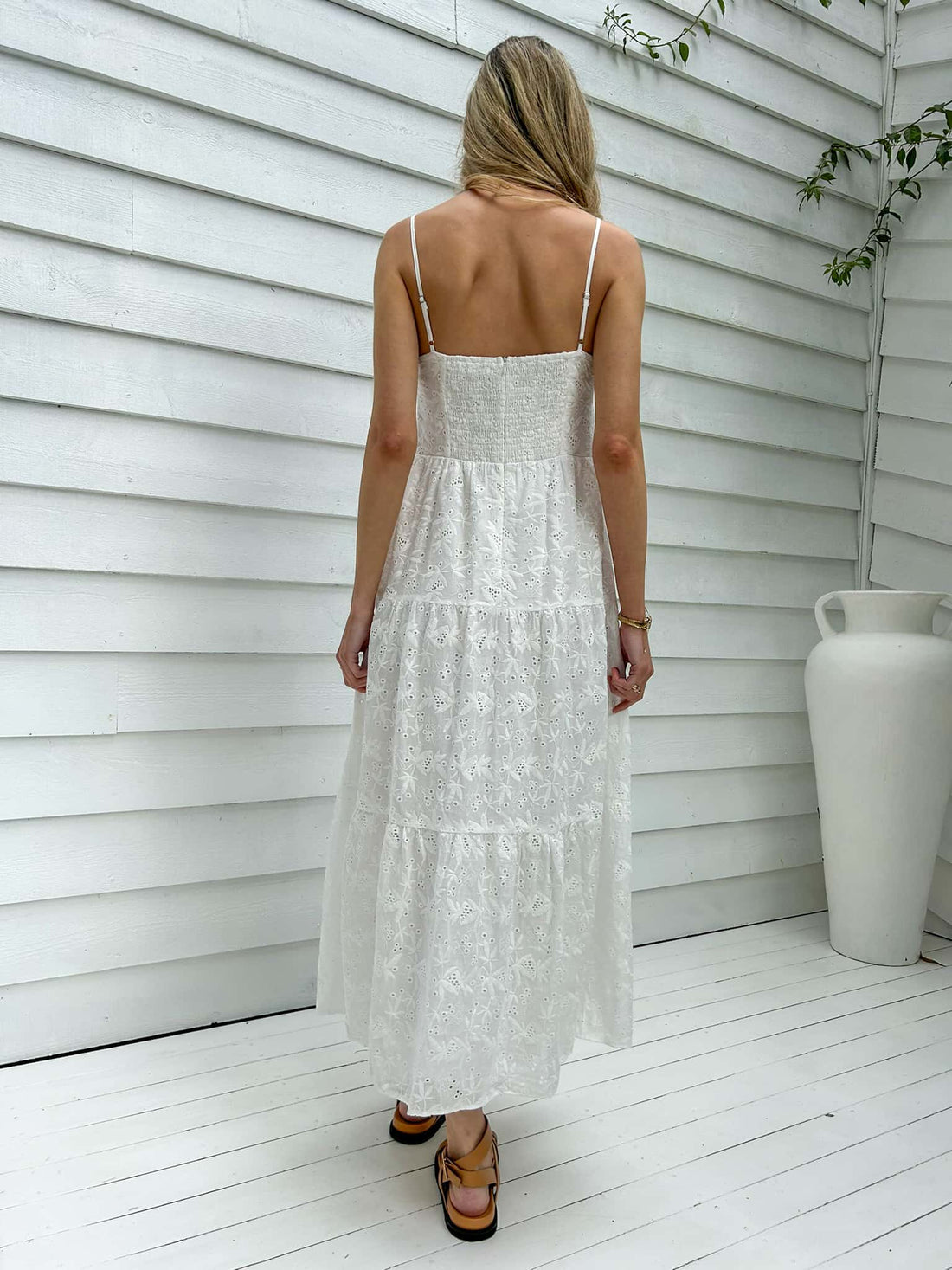 India Maxi Dress - White Anglaise