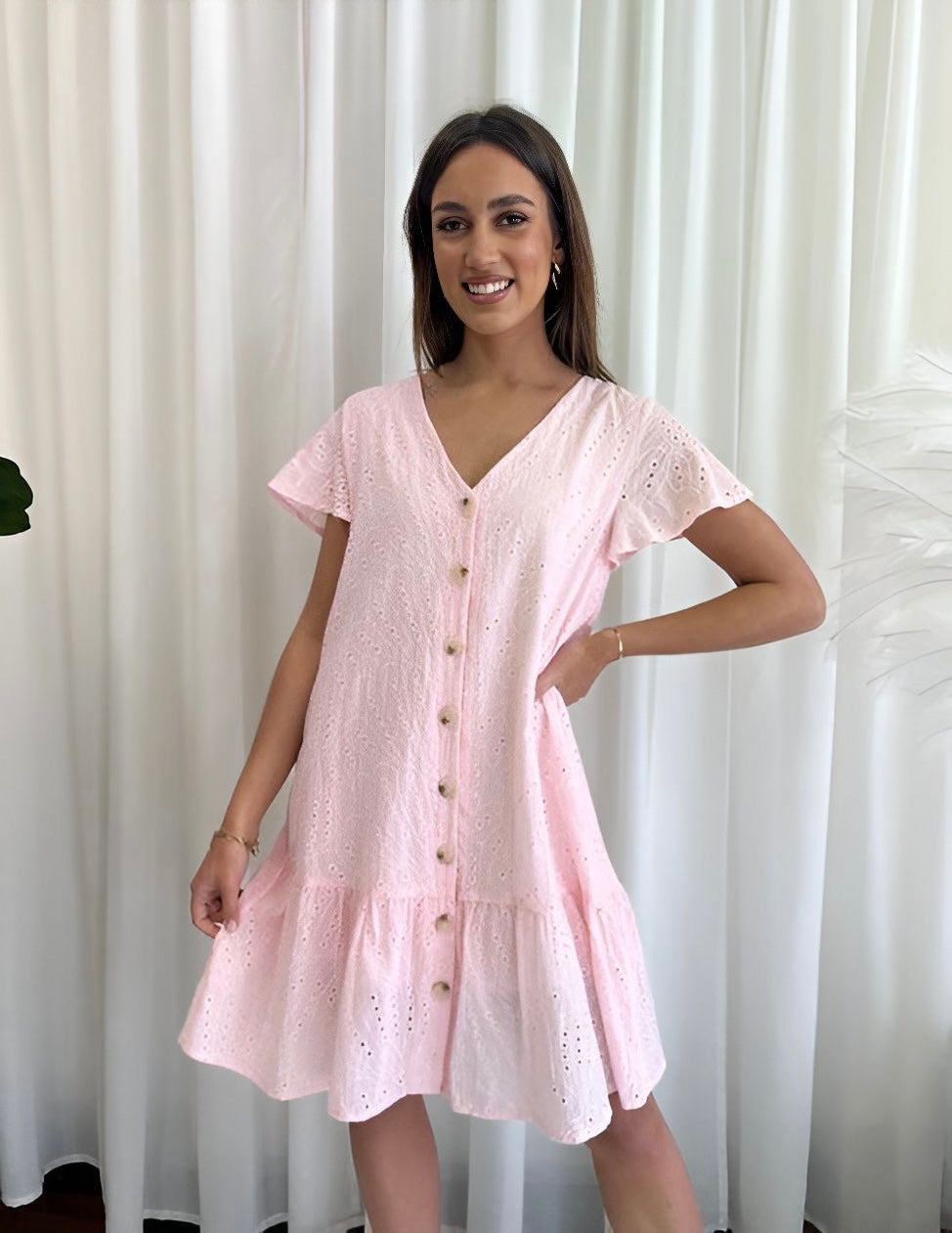 Betty Smock Dress - Baby Pink