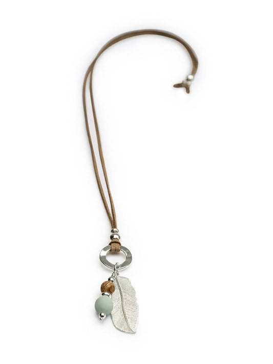 Feather Amazonite/Jasper Necklace