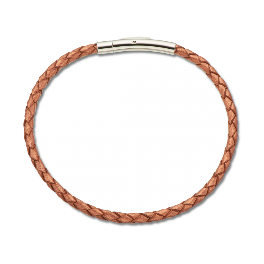 Fine Leather Braided Bracelet - Copper