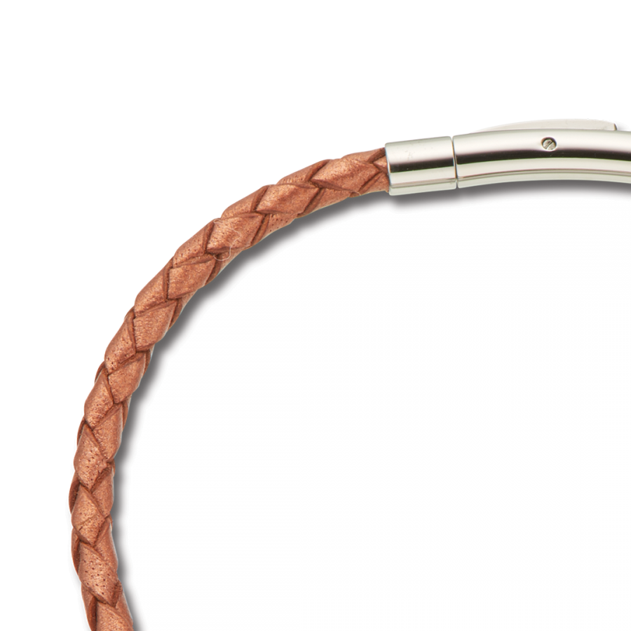 Fine Leather Braided Bracelet - Copper