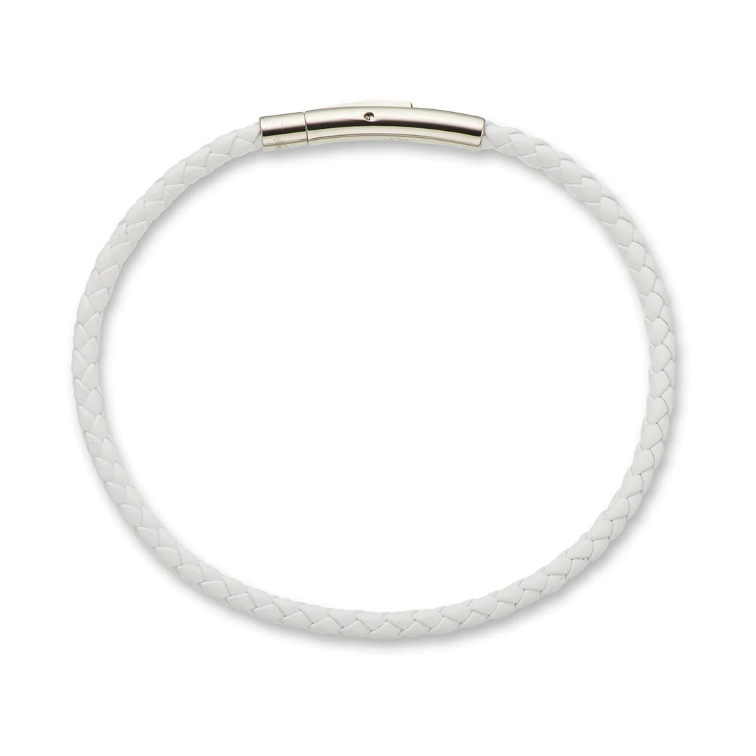 Fine Leather Braided Bracelet - White