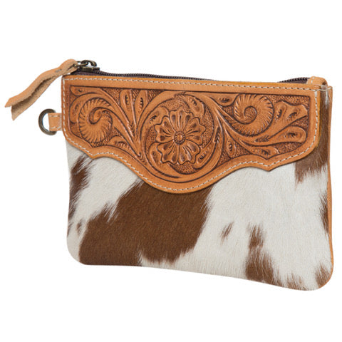 Para Cowhide Clutch - Tan/White