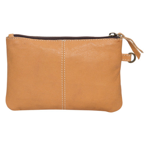 Para Cowhide Clutch - Tan/White