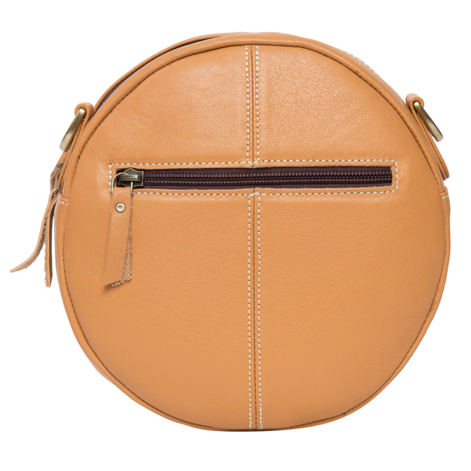 Jamaica Round Bag – Tan/White