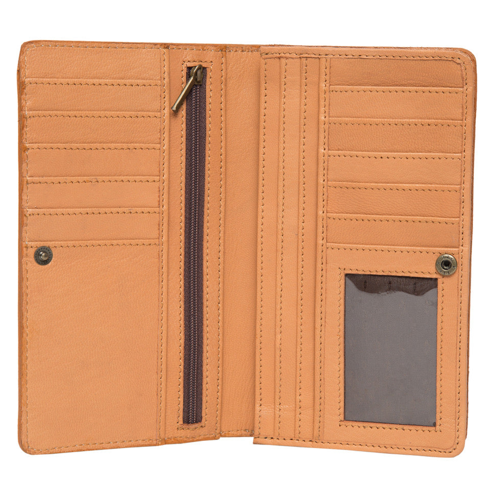 Calama Cowhide Wallet – Tan/White