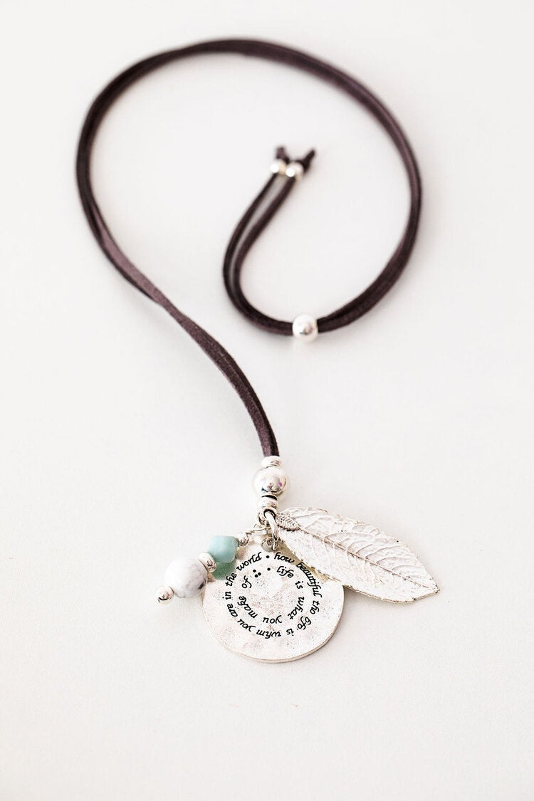 Howlite/Amazonite Quote Necklace