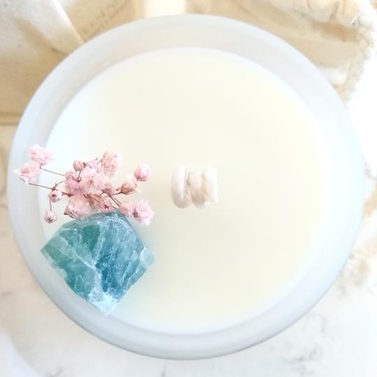 Watermelon Candle w/Blue Fluorite